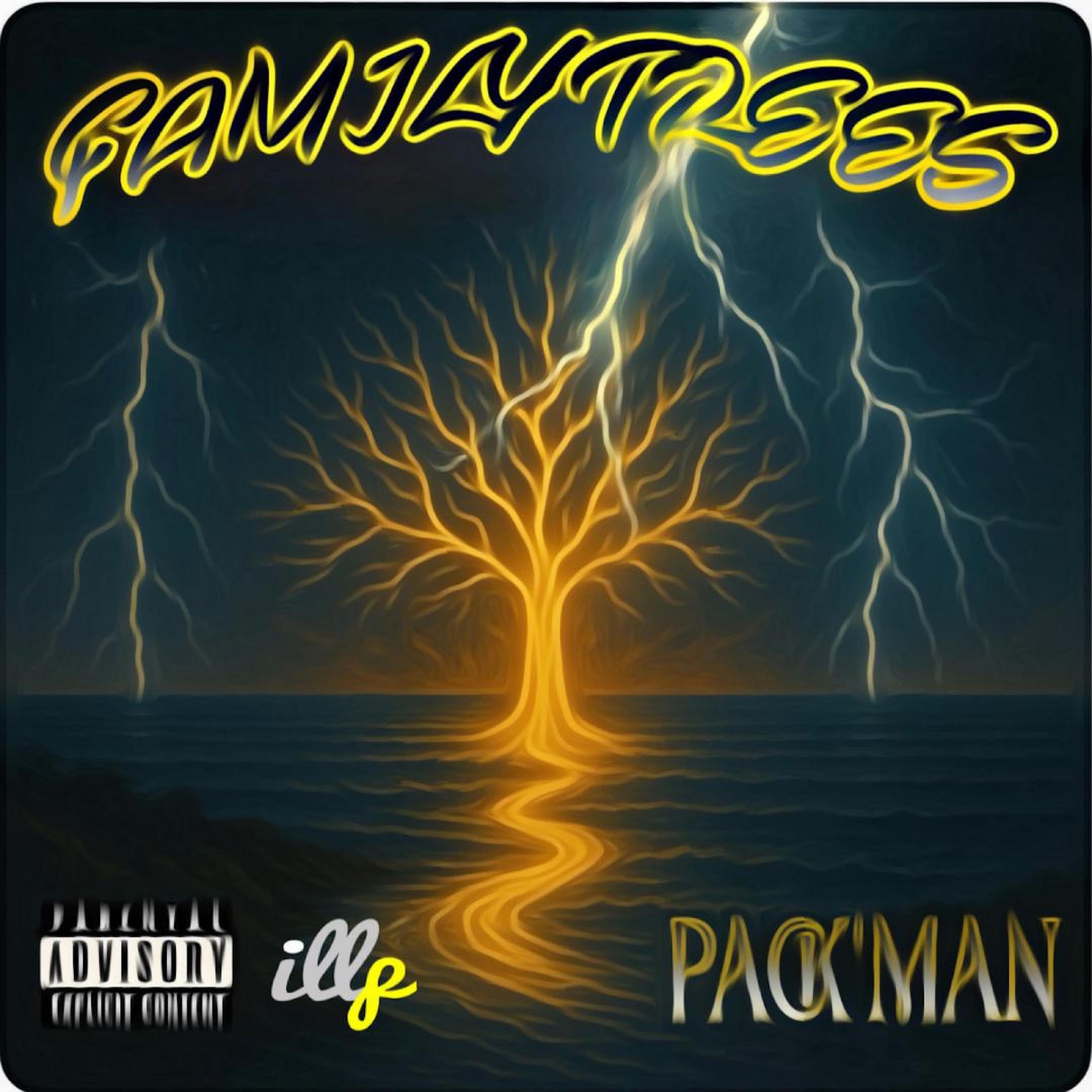 Family Trees album cover — golden lightning tree